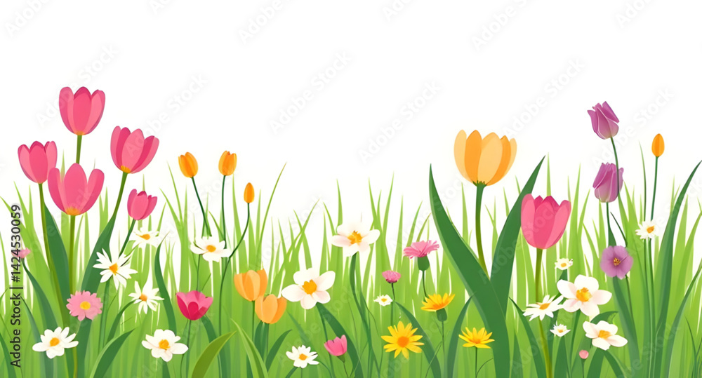 Fototapeta premium spring flowers and grass