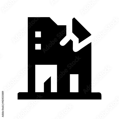 Icon of a damaged building to signify destruction or disrepair