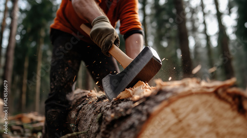 Wallpaper Mural A man is chopping wood with an axe. Torontodigital.ca