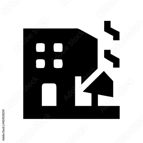 Icon of a damaged building to signify destruction or disrepair