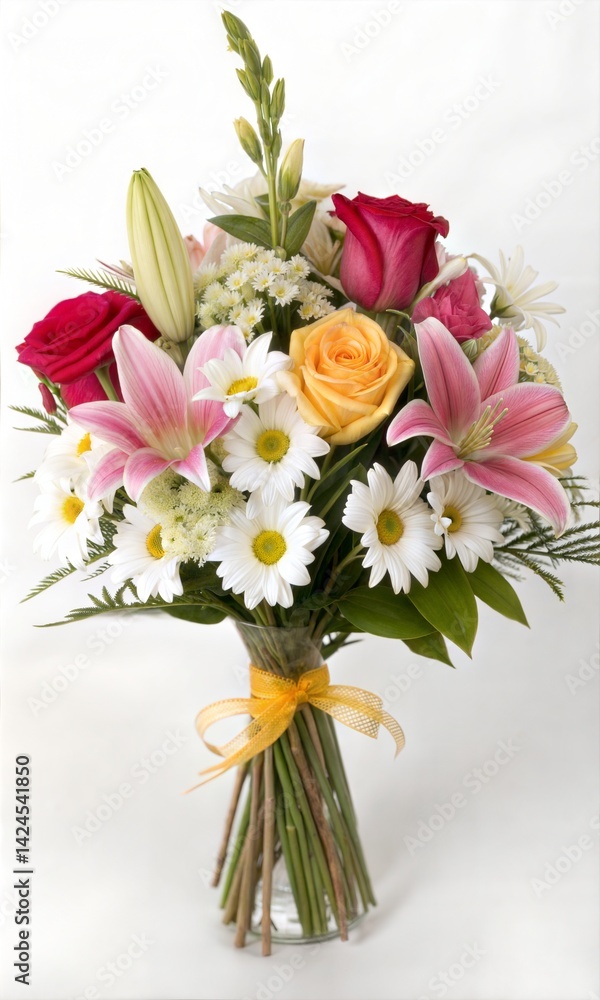 Fototapeta premium Elegant Floral Arrangement on White Background 
