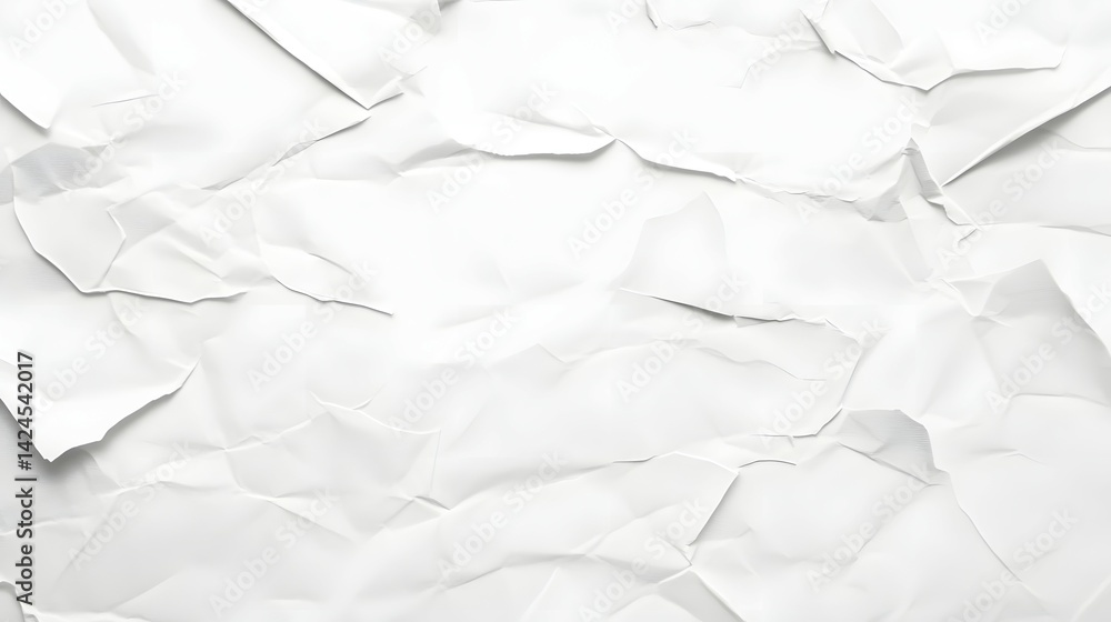 Obraz premium Crumpled white paper texture fills the image.