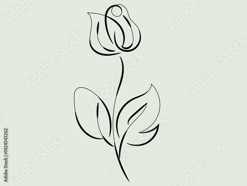 Elegant Single Line Drawing of a Rose Flower