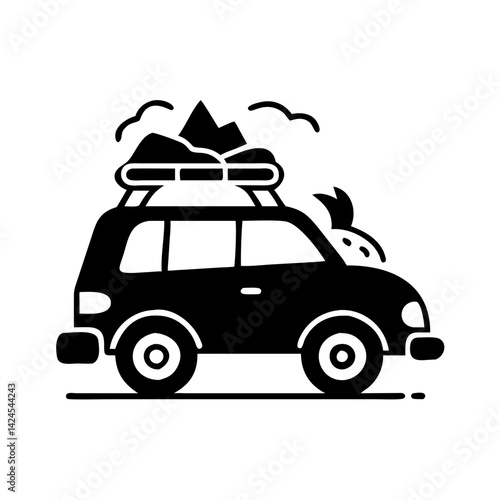 road trip car icon, road trip car silhouette vector illustration-simple silhouette illustration of road trip car,road trip car vector