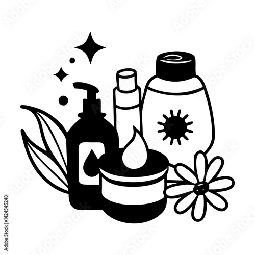 self care essentials lotions oils icon, self care essentials lotions oils vector,