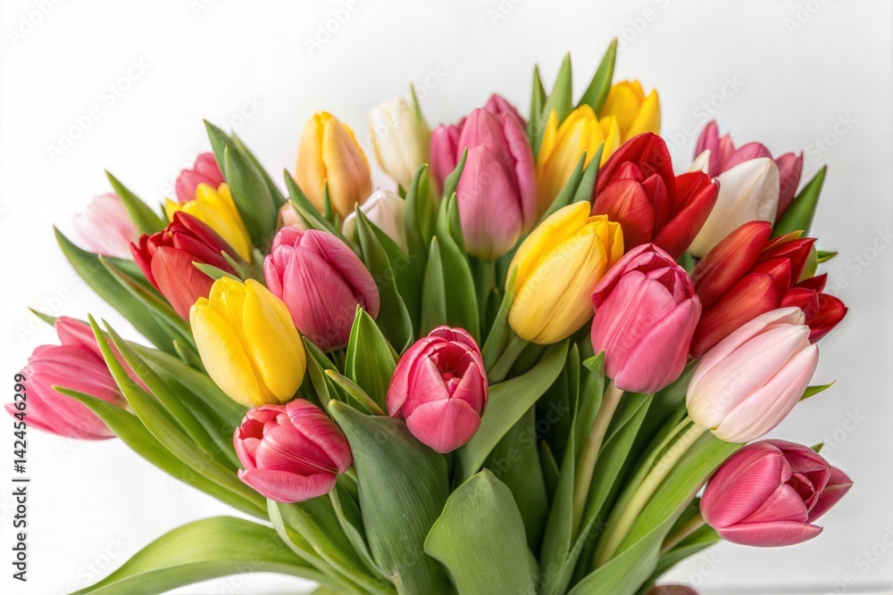 Beautiful bouquet of tulips, isolated on a white background. (Bouquet) Beautiful bouquet of tulips, isolated on a white background. (Bouquet)