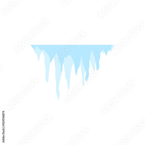 Cartoon frozen ice crystals and icicle. Salt mineral or cave stalagmites. Vector illustration 