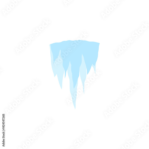 Cartoon frozen ice crystals and icicle. Salt mineral or cave stalagmites. Vector illustration 