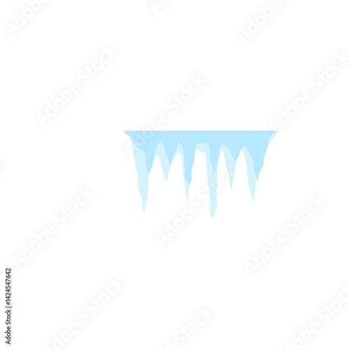 Cartoon frozen ice crystals and icicle. Salt mineral or cave stalagmites. Vector illustration 