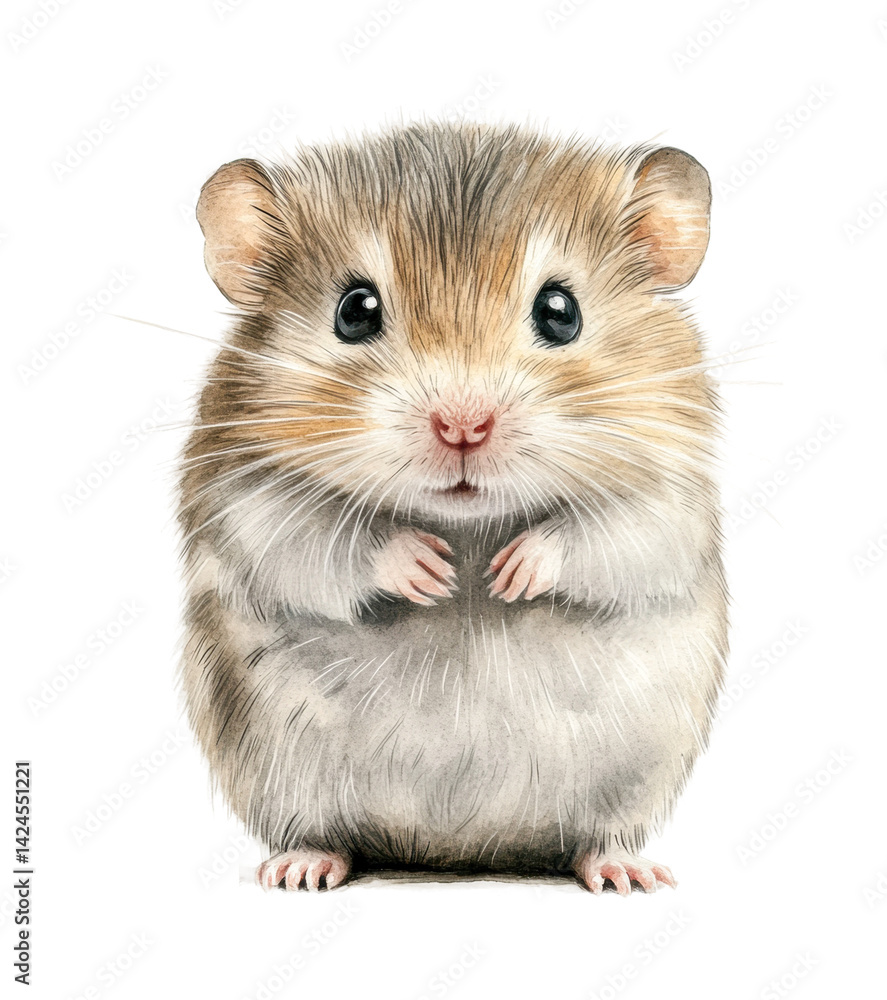 Adorable fluffy hamster with tiny paws and whiskers staring curiously, cut out - stock png. Adorable fluffy hamster with tiny paws and whiskers staring curiously, cut out - stock png.