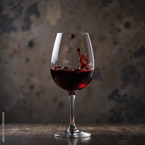 Red wine pours into a tall glass