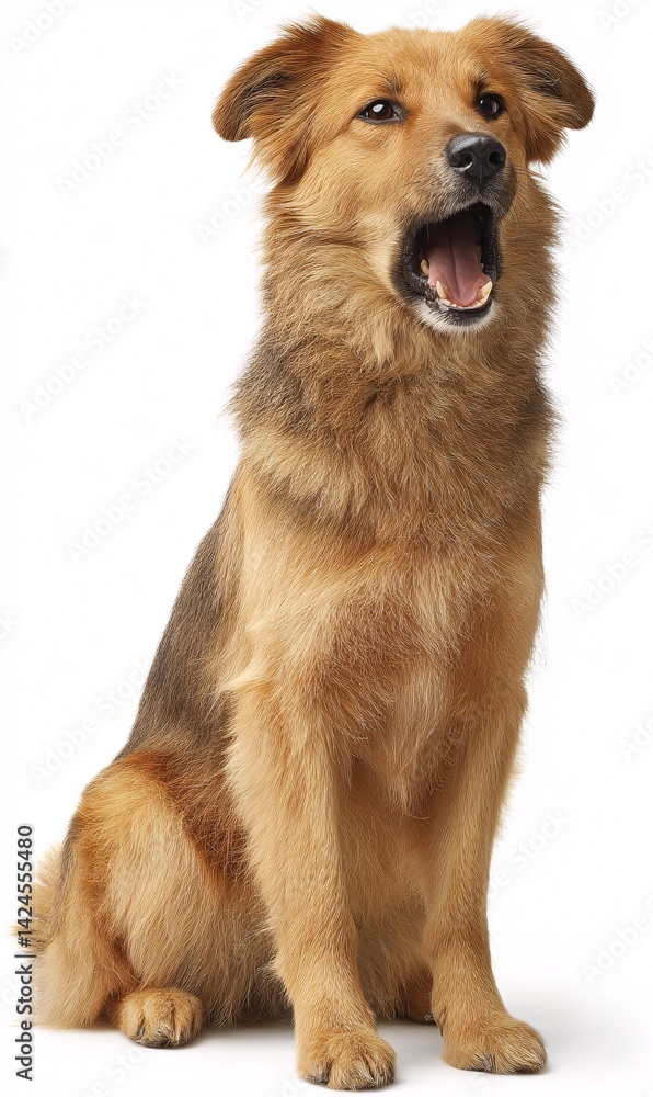 Fototapeta premium Happy Dog with Open Mouth on White Background