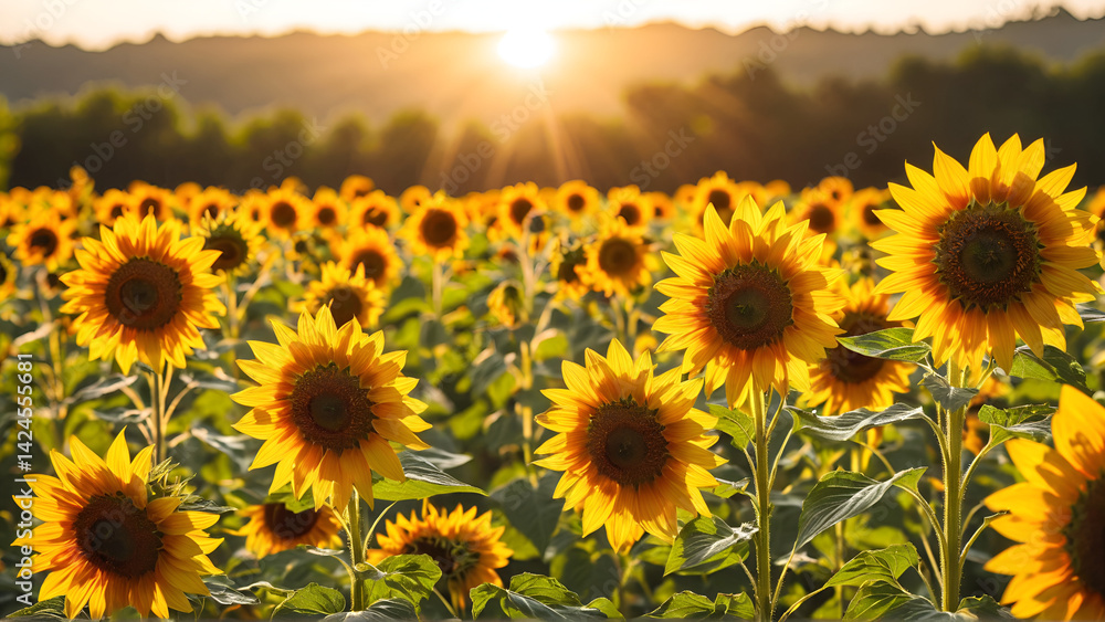 Obraz premium sunflower in the garden under sunlight, Generative AI