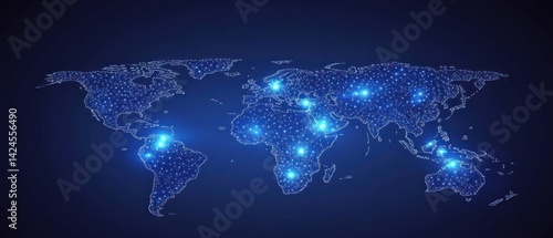 Global Network Connection: A Polygonal World Map