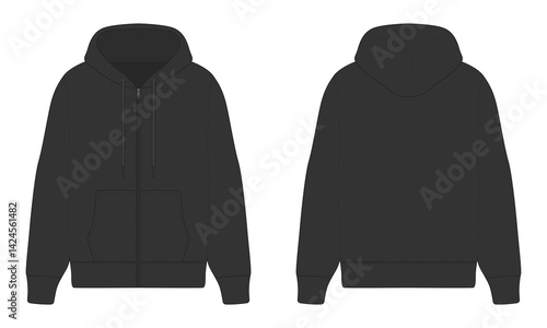 Black hoodie mockup front and back view