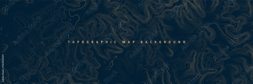 Colorful topographic map with contour lines. Geographic terrain grid, relief height elevation. Ground path pattern. Travel and navigation, cartography design element. Vector illustration