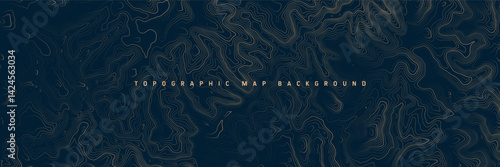 Obraz na płótnie Colorful topographic map with contour lines. Geographic terrain grid, relief height elevation. Ground path pattern. Travel and navigation, cartography design element. Vector illustration w salonie
