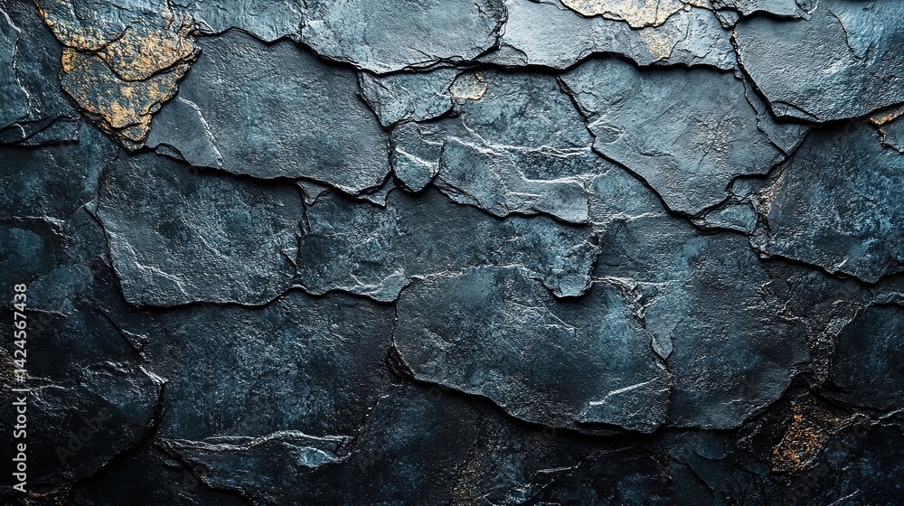Dark Slate Shingle Texture with Golden Accents and Rough Edges Dark Slate Shingle Texture with Golden Accents and Rough Edges
