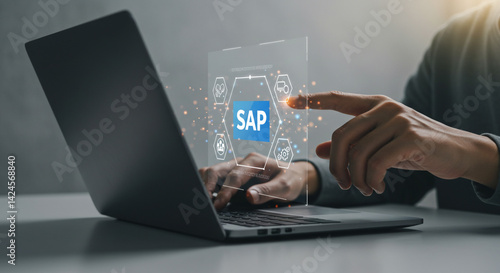 Wallpaper Mural SAP software solution on laptop screen innovative business technology digital transformation Torontodigital.ca
