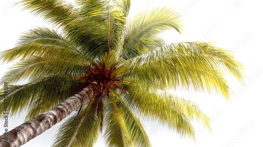 Fototapeta premium Majestic Palm Tree: Lush Fronds Against a Bright Sky