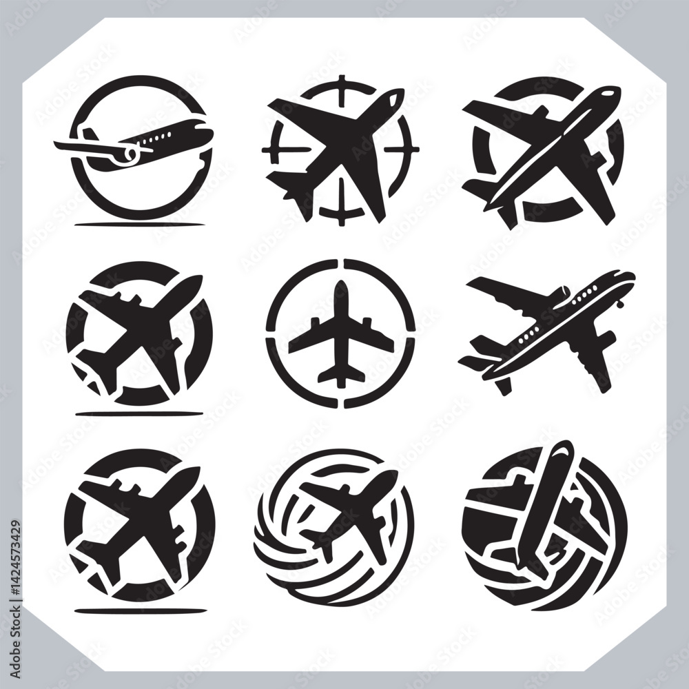 Airplane Silhouettes Illustration for Web Interfaces and Travel Applications