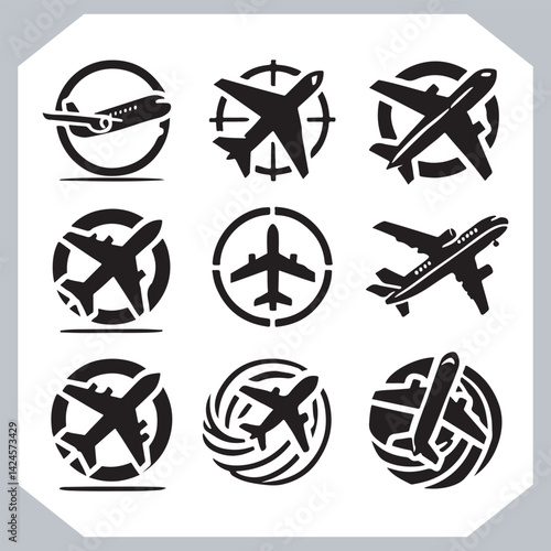 Obraz na płótnie Airplane Silhouettes Illustration for Web Interfaces and Travel Applications w salonie