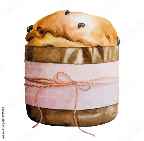 Festive Easter Panettone with Ribbon Vector Illustration