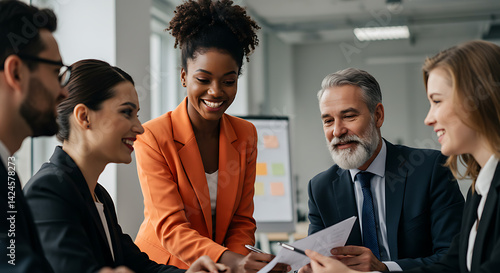 Diverse Business Team Collaborating Positively During Office Meeting