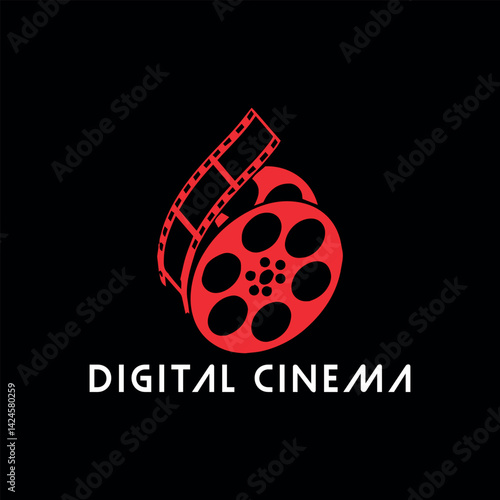 digital movies cinema logo design vector