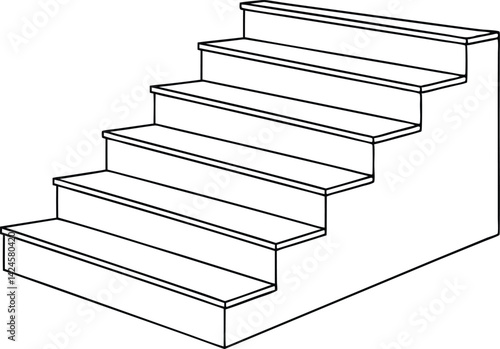 Simple Outline Stairs Isolated on White Background, Stepbystep Climb