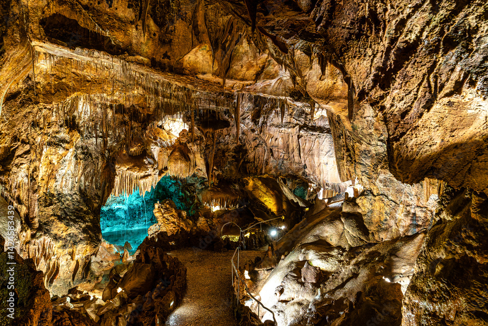 Mira de Aire Caves, Grutas de Mira de Aire at Leiria, Portugal. A set of limestone caves in Porto de Mos