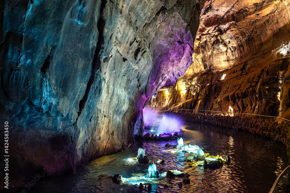 Mira de Aire Caves, Grutas de Mira de Aire at Leiria, Portugal. A set of limestone caves in Porto de Mos