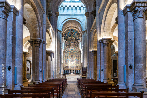 Gothic romanesque cloister of old Coimbra Cathedral, Se Velha de Coimbra in Portugal