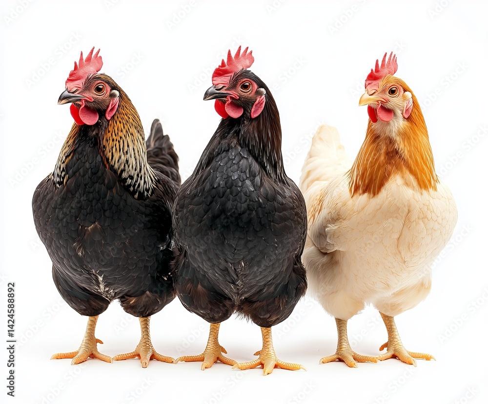 Fototapeta premium Ameraucana Chickens isolated white background 