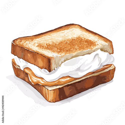 Toasted Fluffernutter Sandwich with Peanut Butter and Fluff