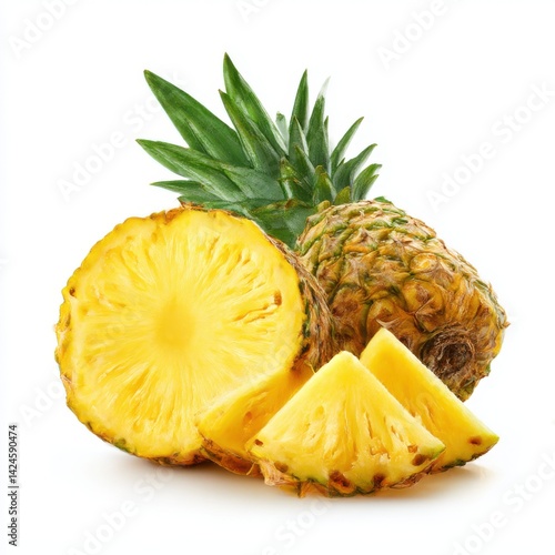 Pineapple Slices on White Background