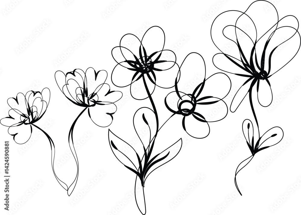 A vector floral illustration showcases a beautiful spring pattern with delicate pink flowers, leaves, and a butterfly, embodying nature's artistic design A vector floral illustration showcases a beautiful spring pattern with delicate pink flowers, leaves, and a butterfly, embodying nature's artistic design