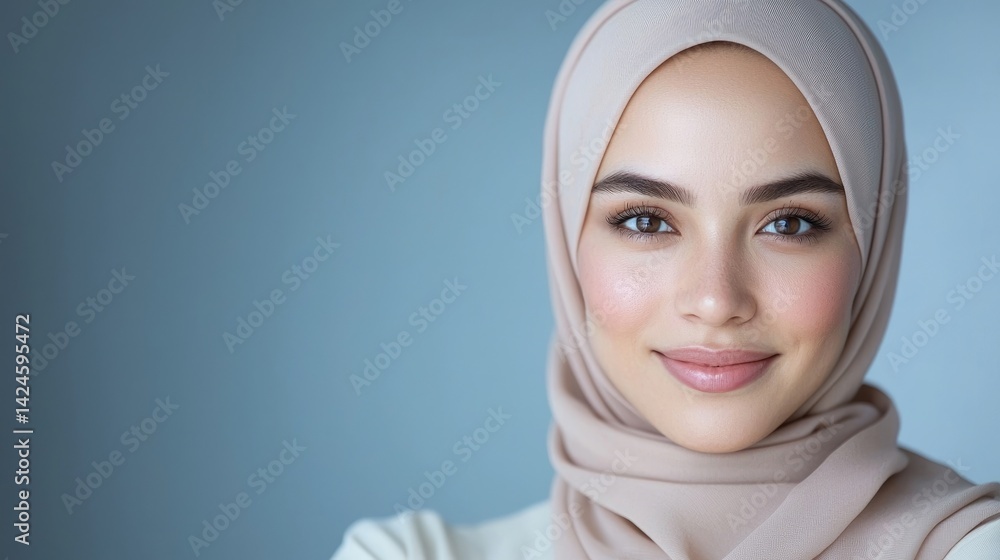 Beautiful woman in hijab, serene and confident Beautiful woman in hijab, serene and confident