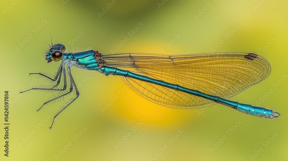 Close-up of a vibrant dragonfly with intricate wing details Close-up of a vibrant dragonfly with intricate wing details