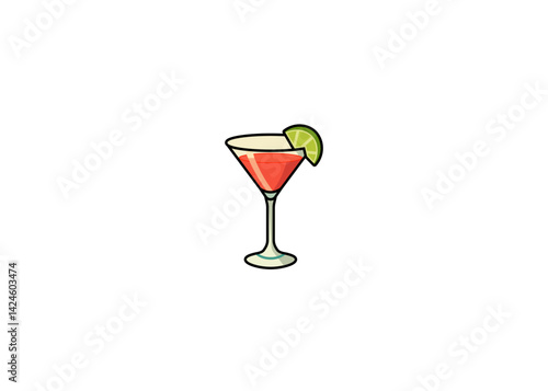 Vector illustration of cartoon fruit cocktail in glass isolated on white background	