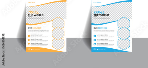 A bundle of 2 templates of a4 flyer, Flyer template layout design. business flyer, brochure, magazine or flier mockup in bright colors. perfect for creative professional business.