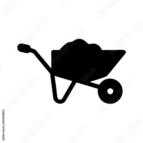Wheelbarrow vector icon illustration for garden tools and construction equipment design needs online