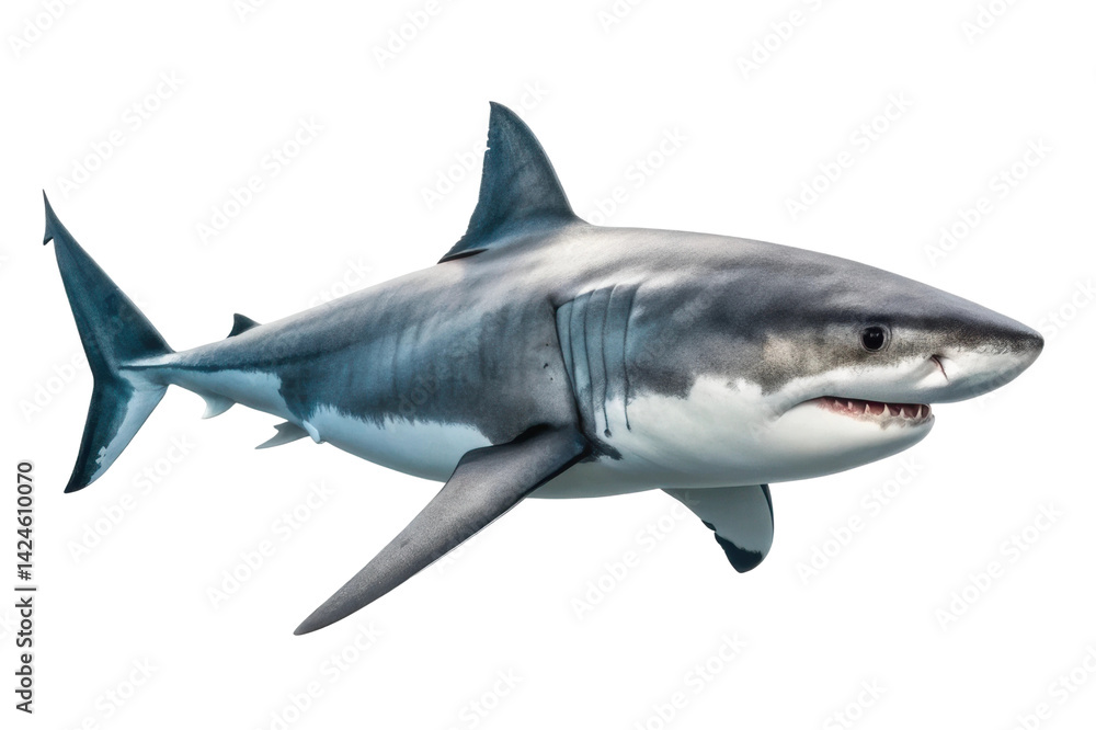 Naklejka premium Majestic shark swimming in deep ocean waters showcasing powerful presence and grace for underwater exploration projects