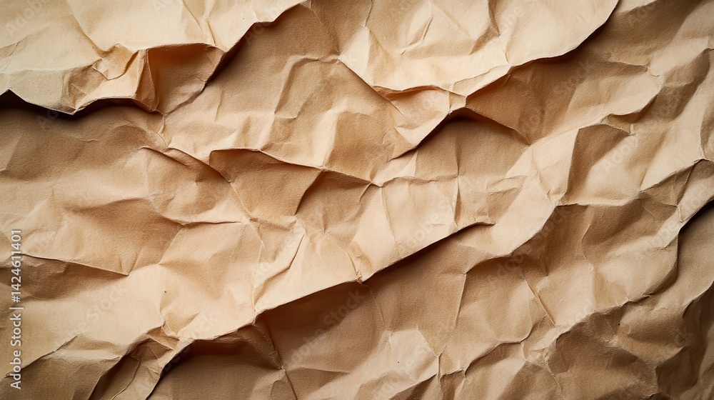 Abstract texture of crumpled brown paper with shadows and highlights Abstract texture of crumpled brown paper with shadows and highlights