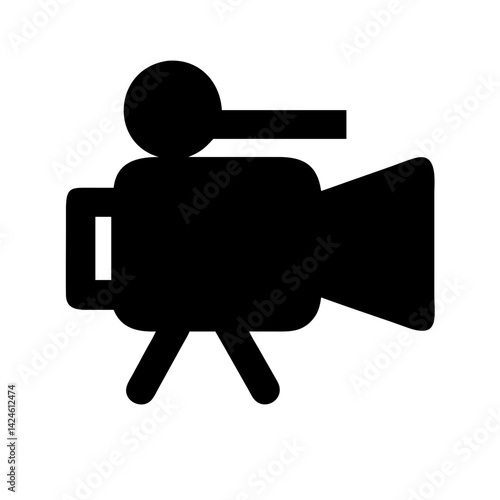 Stock footage video camera icon for film production and movie making equipment symbol design vector