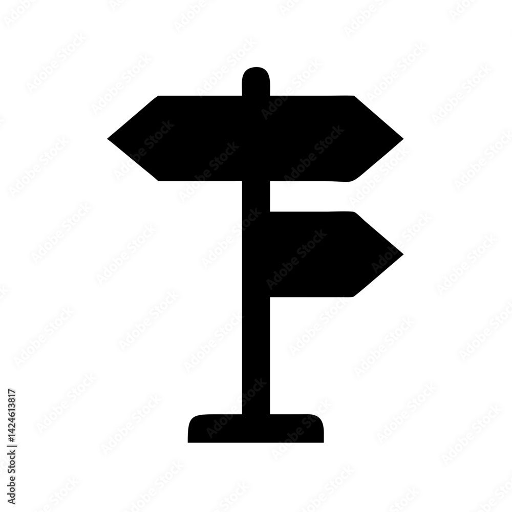 Directional signpost icon vector illustration showing navigation and travel destination choices Directional signpost icon vector illustration showing navigation and travel destination choices
