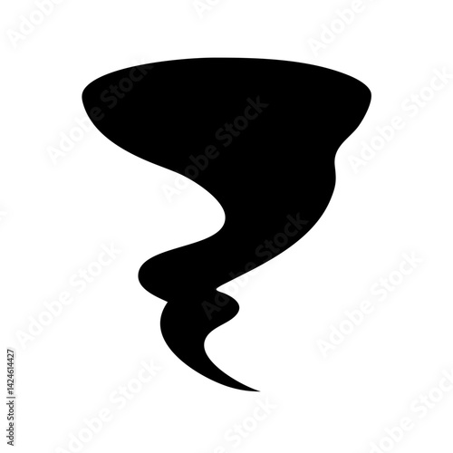 Black tornado silhouette vector illustration, storm graphic, twister icon, weather symbol, danger 90