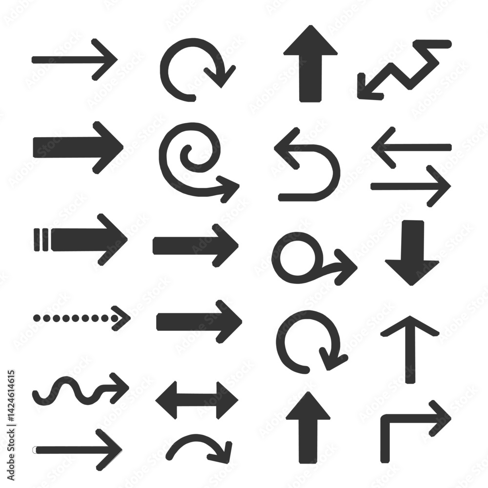 Set of black and white vector arrows for design Set of black and white vector arrows for design