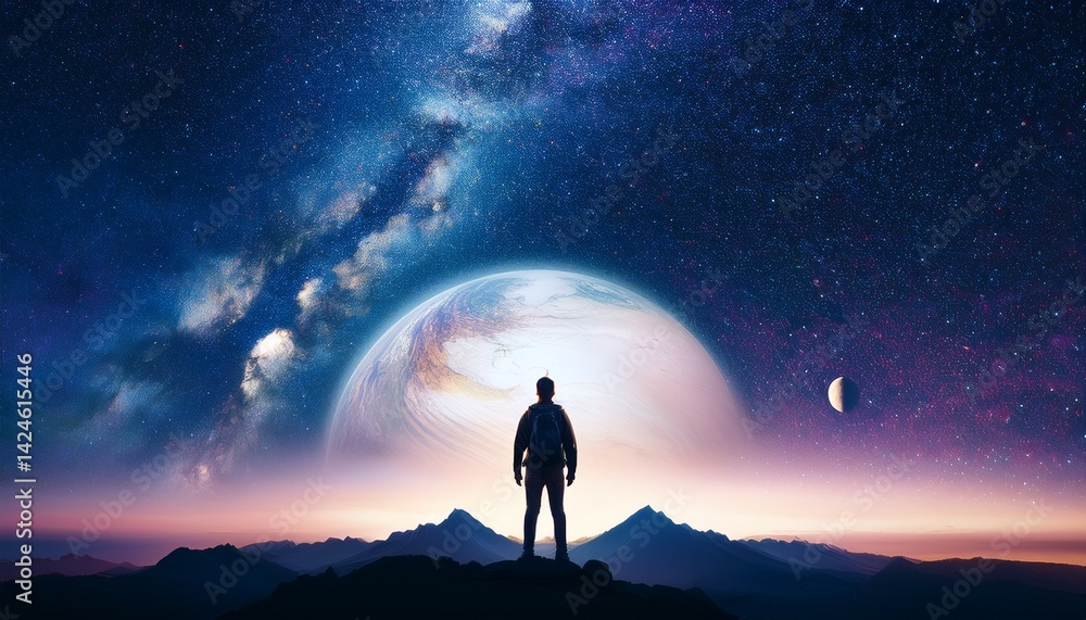 silhouette of a man standing on the moon silhouette of a man standing on the moon