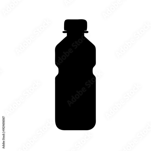 Black plastic water bottle silhouette vector illustration for reusable container design and graphic element